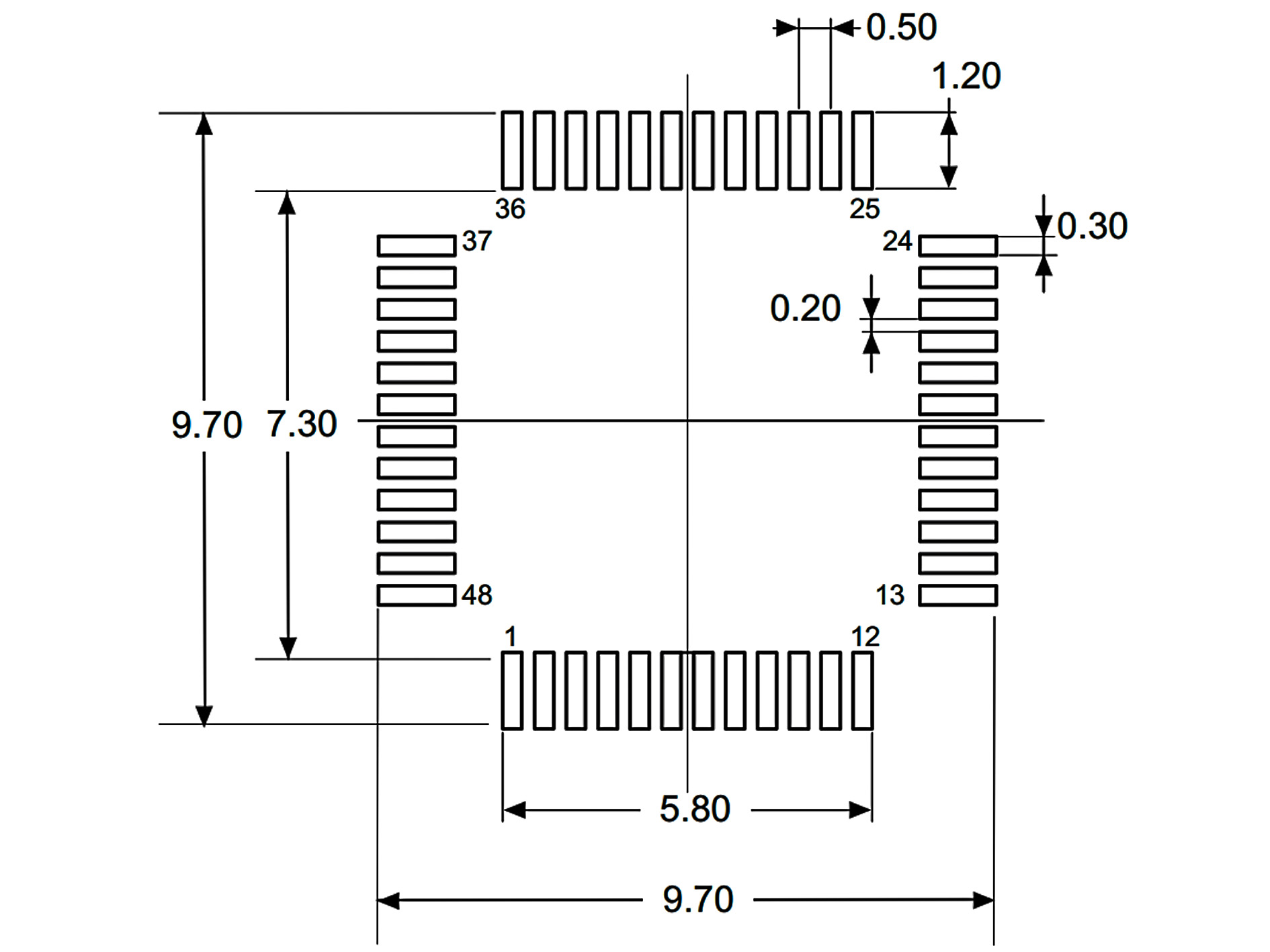 STM32F103C8T6 footprint
